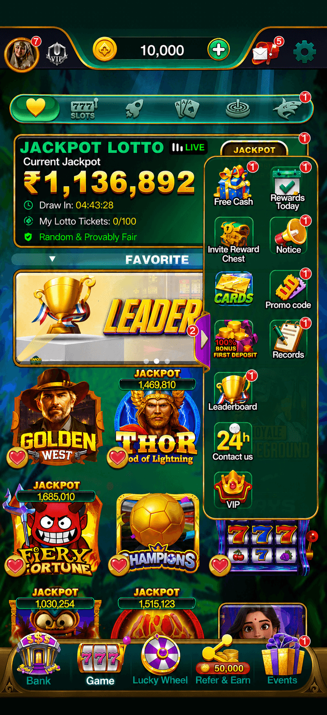 YonoBets Game app main lobby with slots and card game categories