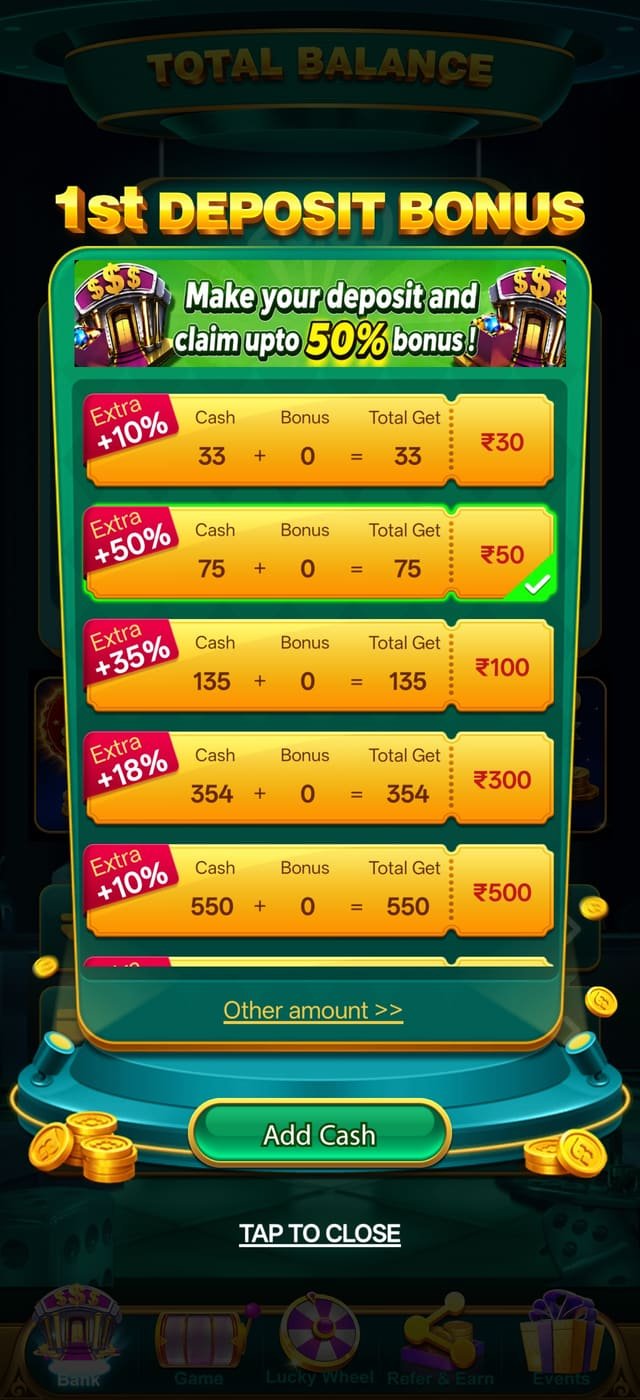 YonoBets Game app first deposit bonus tiers